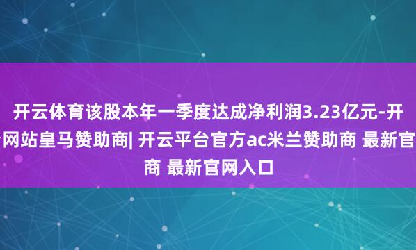 开云体育该股本年一季度达成净利润3.23亿元-开云平台网站皇马赞助商| 开云平台官方ac米兰赞助商 最新官网入口